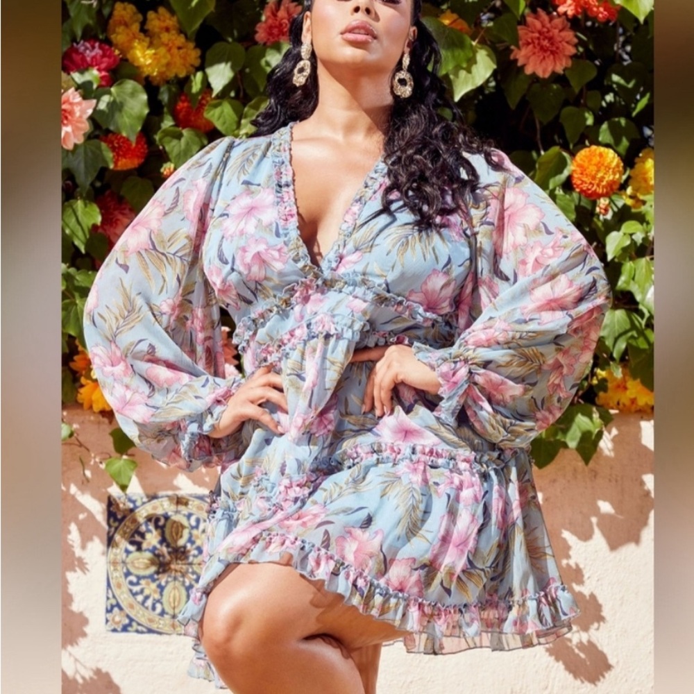 Fashion Nova In A Ruffle Mini Dress NWT 1X